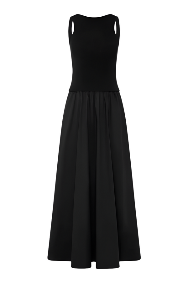 Bateau Cut Out Dress - Black