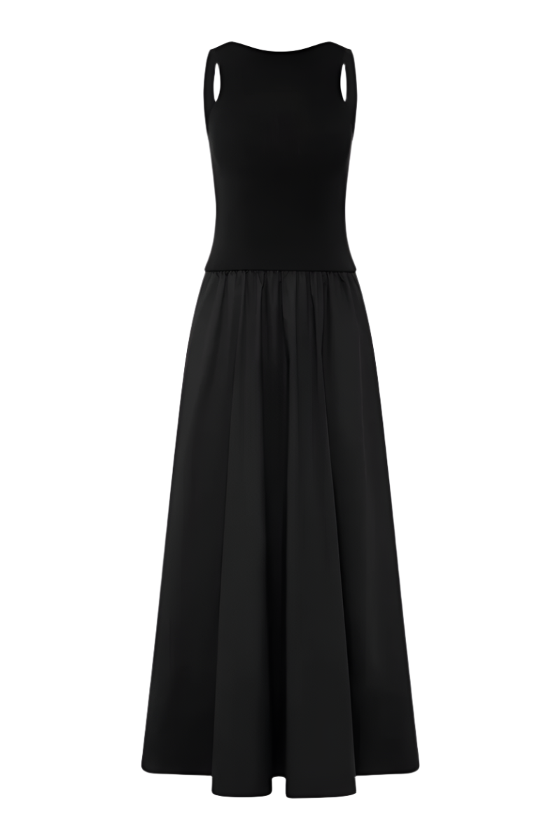 Bateau Cut Out Dress - Black