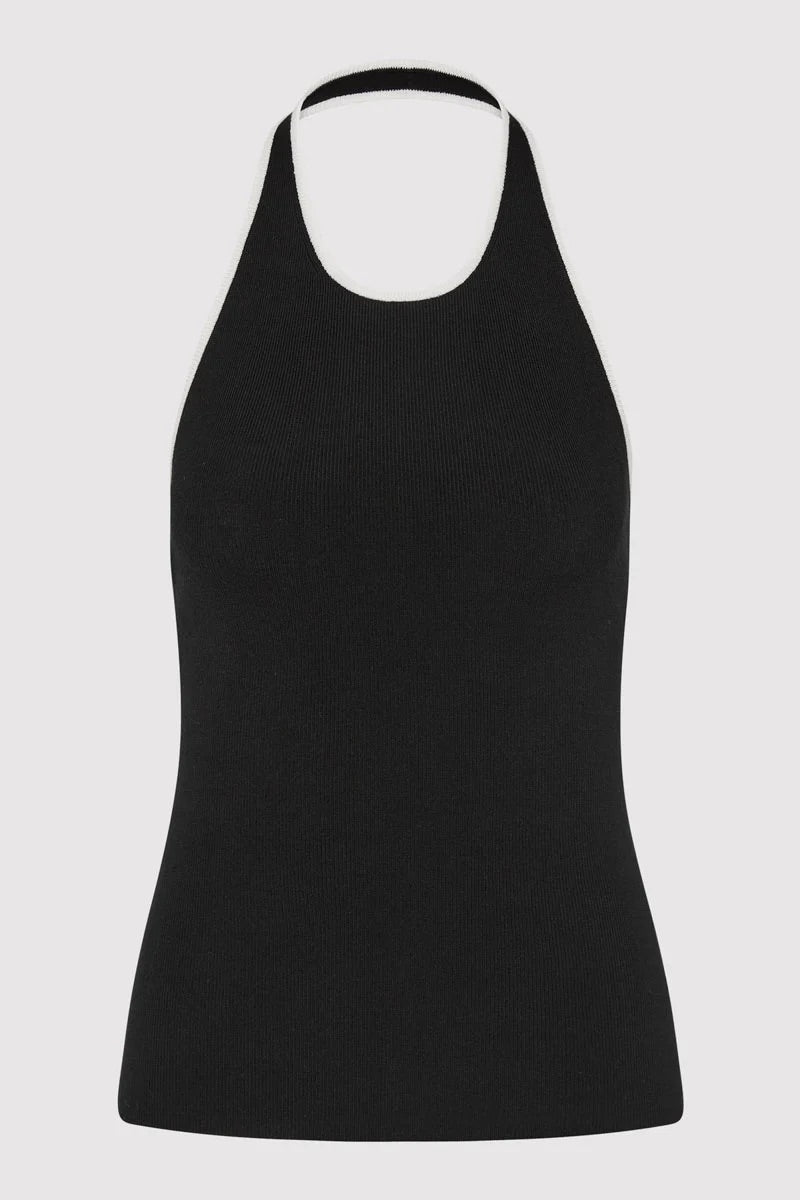 Fine Line Halter Top - Black
