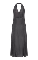 Woven Check Halter Dress - Iron Glaze