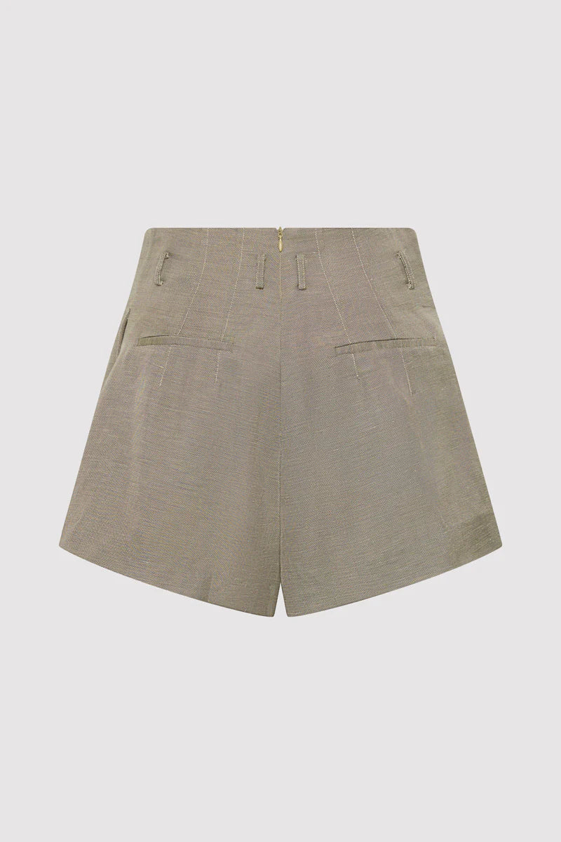 Melange Paperbag Waist Shorts - Rye