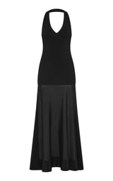 Halter Circle Hem Dress - Black