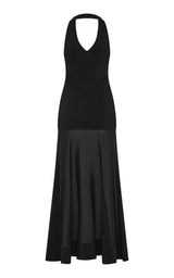 Halter Circle Hem Dress - Black