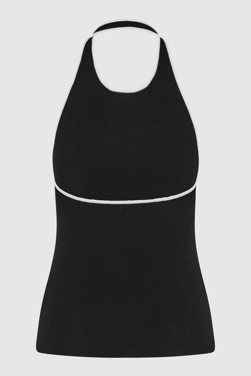 Fine Line Halter Top - Black