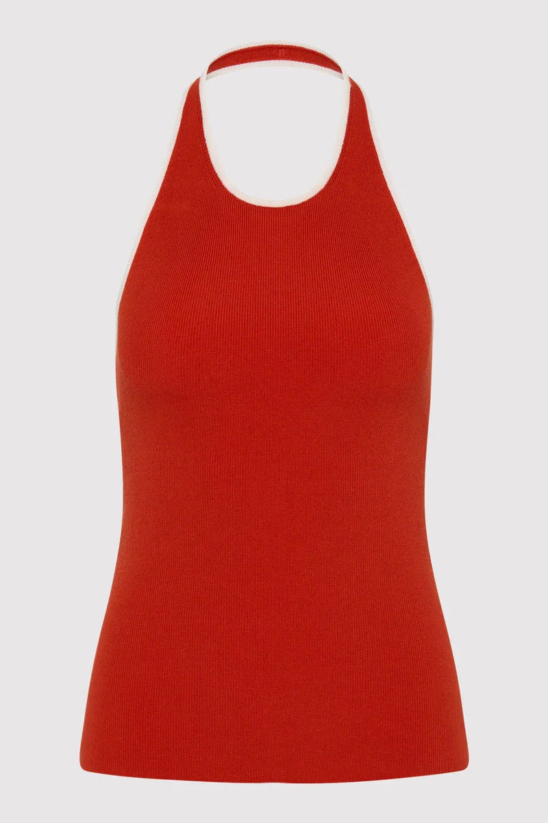 Fine Line Halter Top - Red