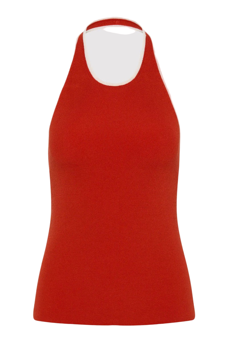 Fine Line Halter Top - Red