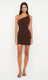 Ariven Asym Mini Dress - Dark Chocolate
