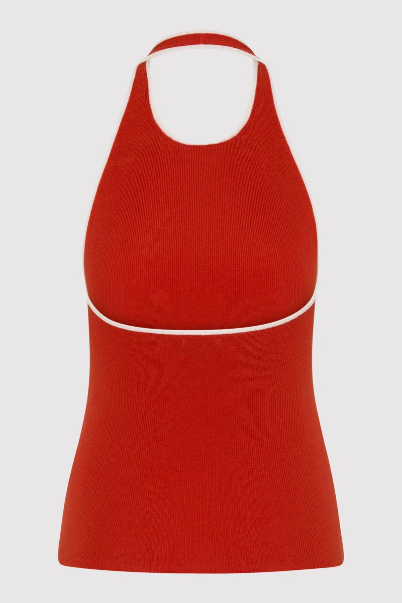 Fine Line Halter Top - Red