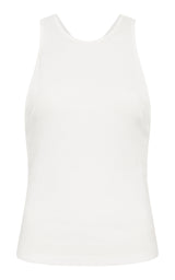 Organic Cotton V Back Tank - White