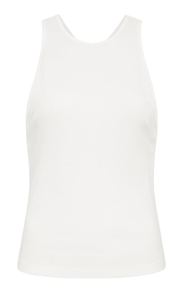 Organic Cotton V Back Tank - White