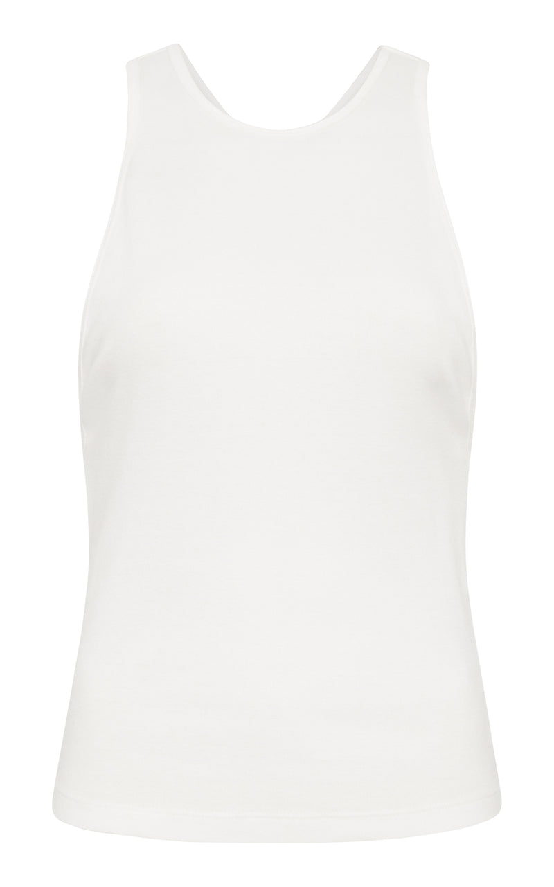 Organic Cotton V Back Tank - White