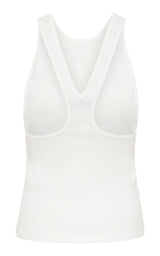 Organic Cotton V Back Tank - White