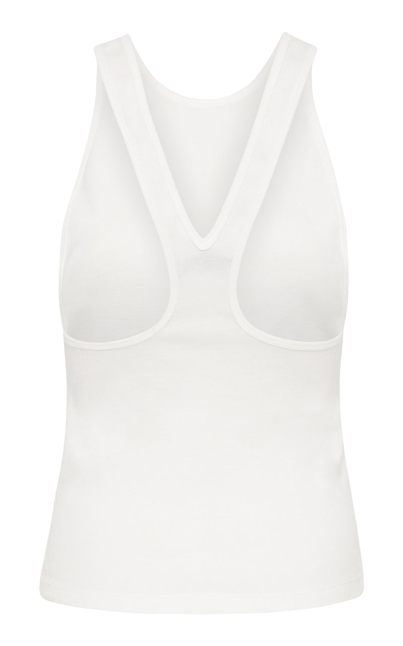 Organic Cotton V Back Tank - White