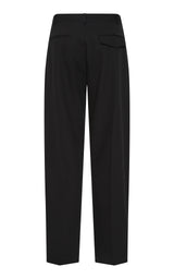 Wool Button Front Pleat Pants - Black