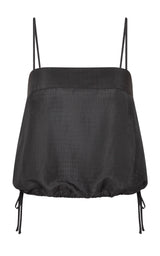 Woven Check Drawstring Cami - Iron Glaze