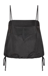 Woven Check Drawstring Cami - Iron Glaze