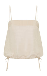 Woven Check Drawstring Cami - Soft Ash