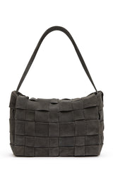 Suede Woven Envelope Mini Tote - Steel