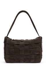 Suede Woven Envelope Mini Tote - Coffee