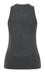 Plunge Rouleau Knit Tie Top - Iron Melange