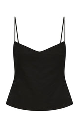 Silk Wool Jacquard Cami - Black
