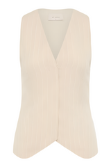 Pinstripe Wool Vest - Latte