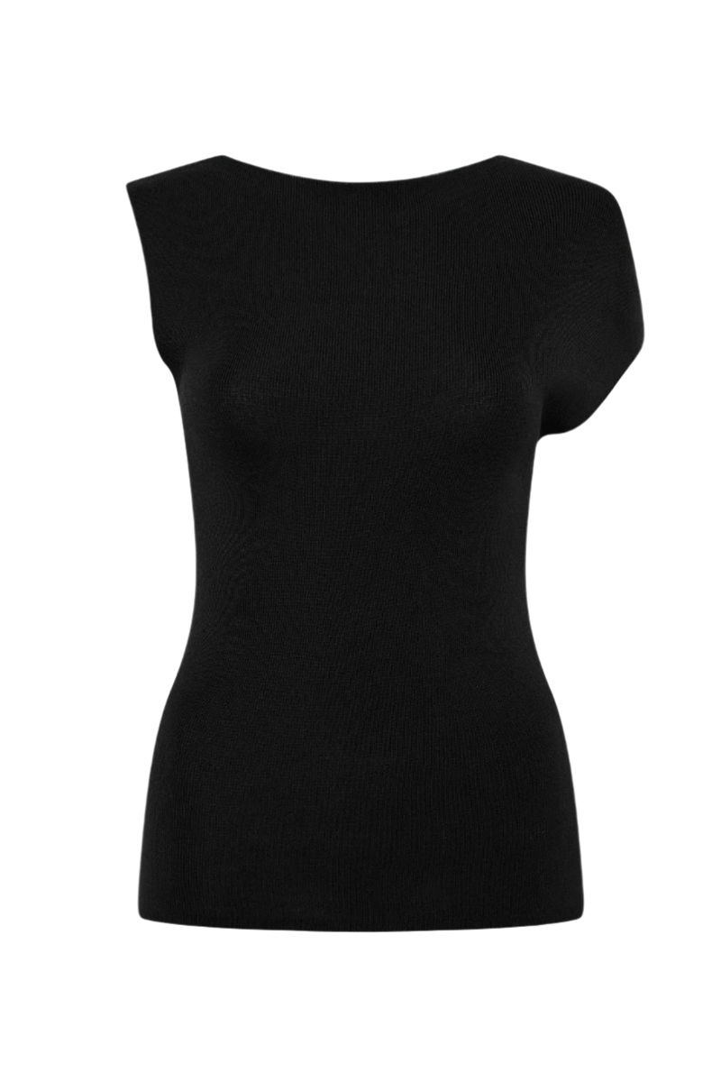 Asymmetric Knit Top - Black