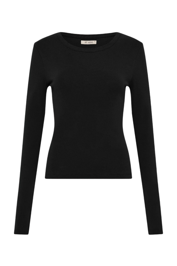Organic Cotton Long Sleeve Top - Washed Black