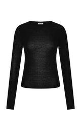 Superfine Merino Wool Long Sleeve Top - Black