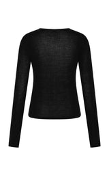 Superfine Merino Wool Long Sleeve Top - Black