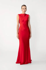 Callie Satin Gown - Red