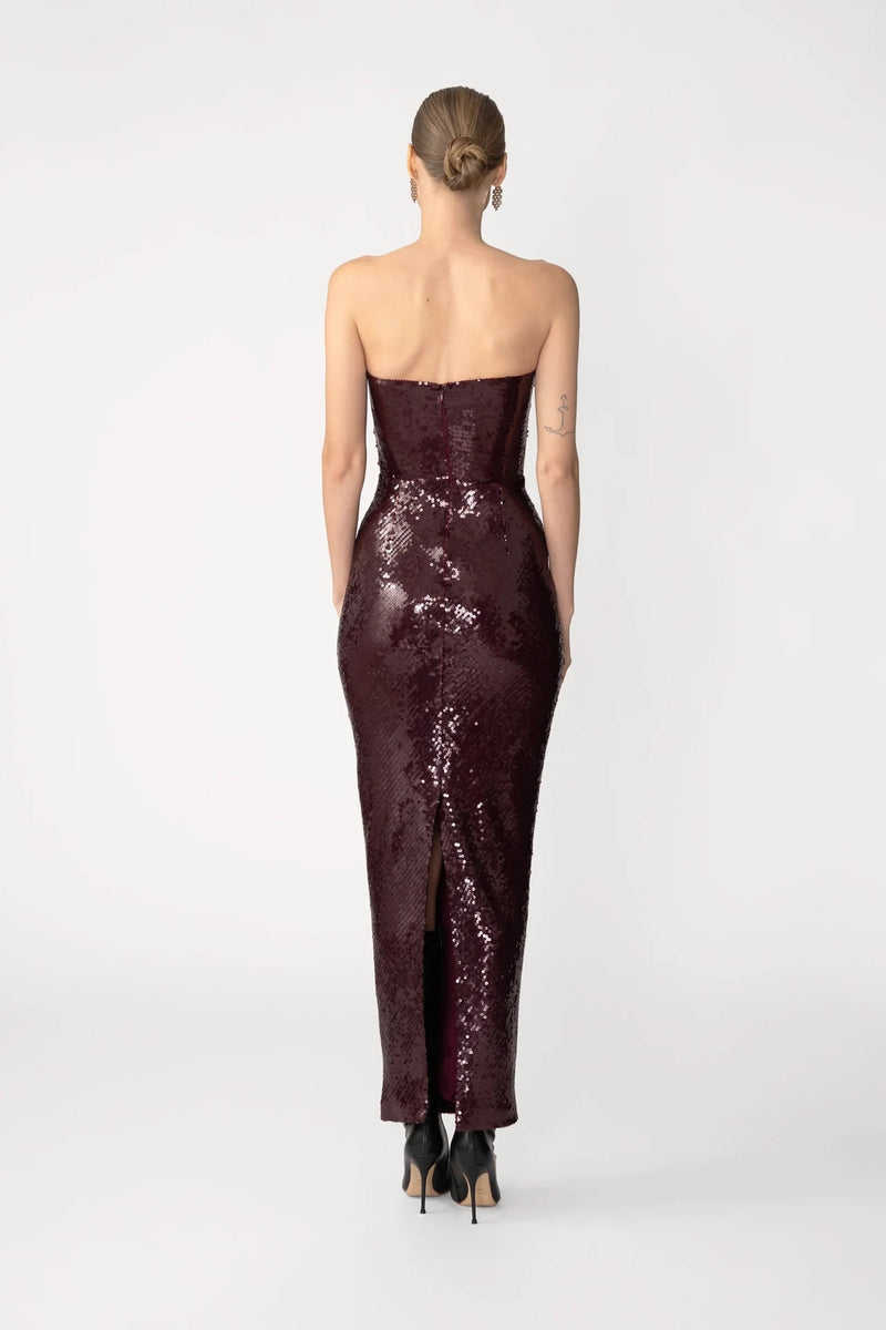 Venus Sequin Gown - Oxblood