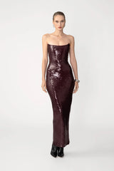 Venus Sequin Gown - Oxblood
