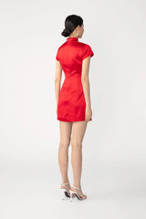 Tina Satin Dress - Red