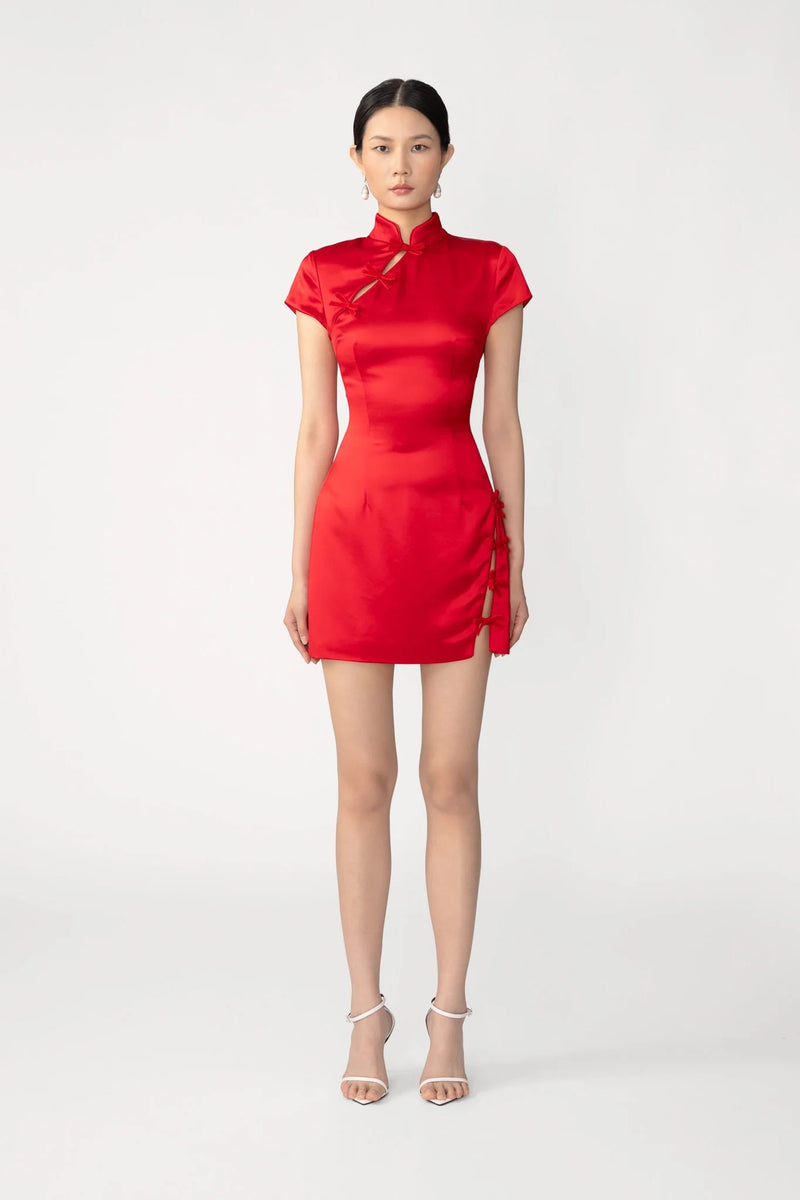 Tina Satin Dress - Red