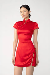 Tina Satin Dress - Red