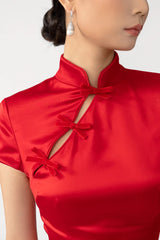 Tina Satin Dress - Red