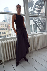 Bateau Cut Out Dress - Black