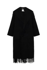 Carrie Fringe Robe Coat - Black - BLVD