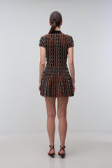 Sanne Short Sleeve Mini Dress - Dark Ochre Multi - BLVD