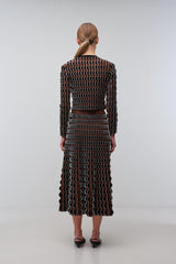Kylie Long Sleeve Cardigan - Dark Ochre Multi - BLVD