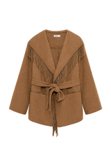 Rowen Fringe Jacket - Camel - BLVD