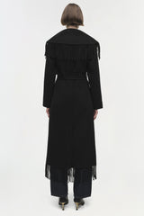 Carrie Fringe Robe Coat - Black - BLVD