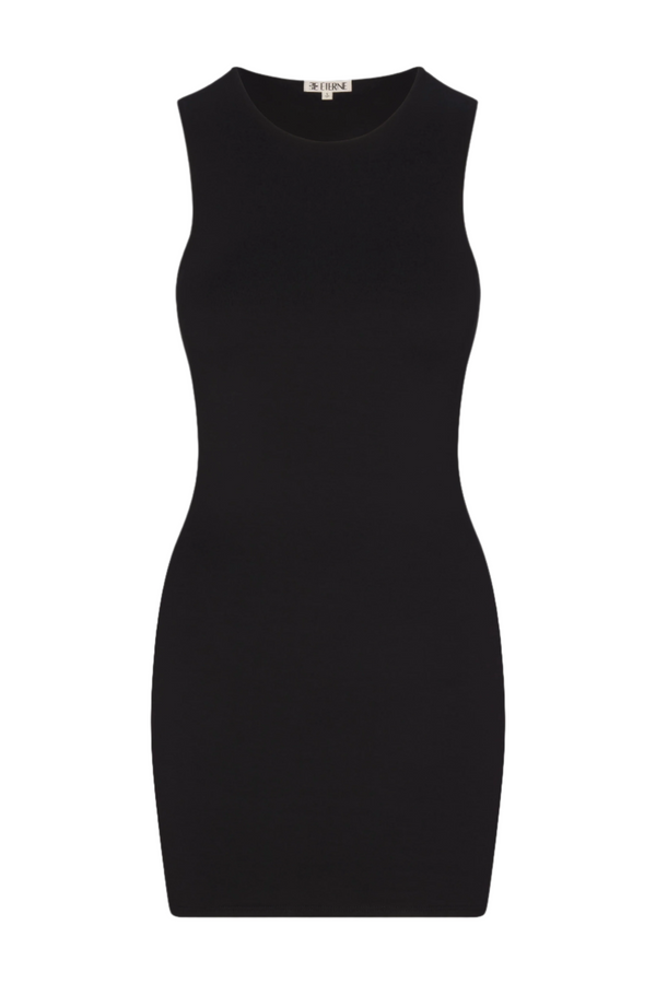 Sleeveless Crewneck Mini Dress - Black