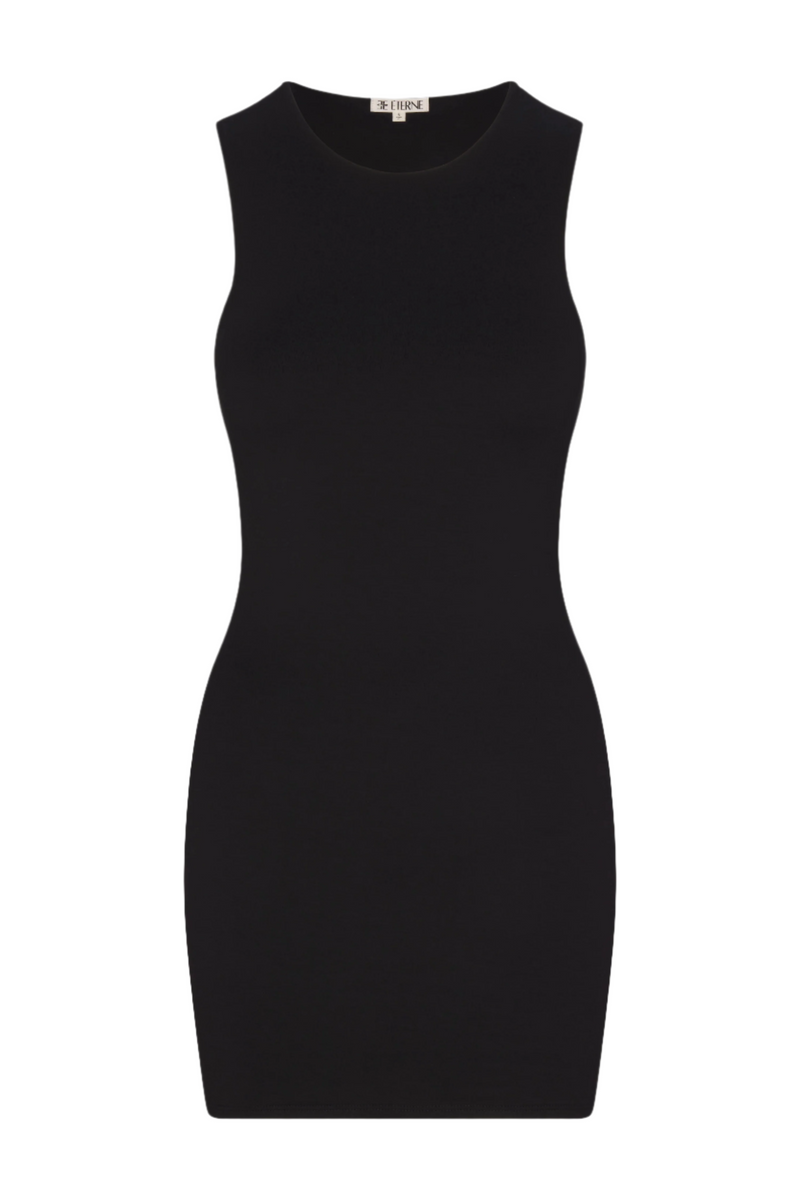 Sleeveless Crewneck Mini Dress - Black