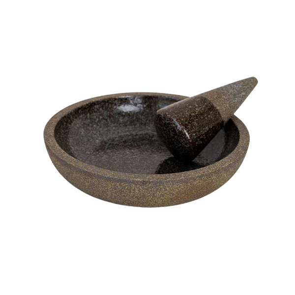 Ry Speckled Iron Mortar And Pestle - Speckled Iron + Gloss