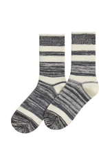 Heather Stripe Sock - Charcoal