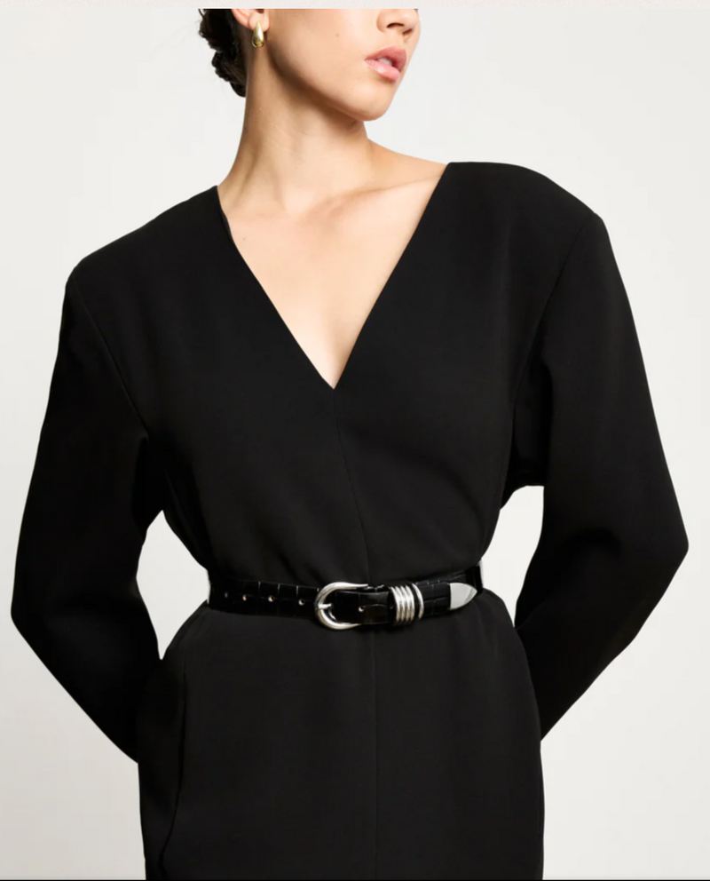 Hollyhock Croco - Black Croco / Silver