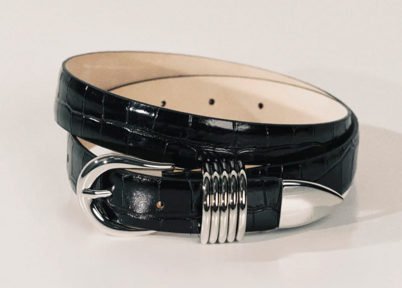 Hollyhock Croco - Black Croco / Silver