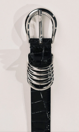 Hollyhock Croco - Black Croco / Silver
